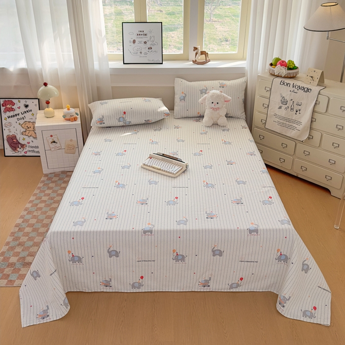 91家纺网 家纺一手货源 找家纺 爱彼家纺 2026新款热卖系列老粗布床单床单三件套凉席 元气小象