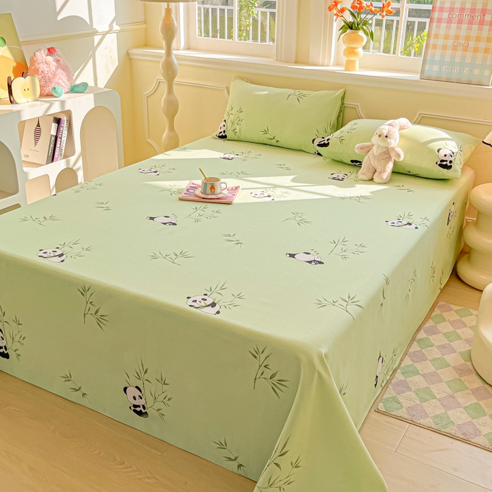 91家纺网 家纺一手货源 找家纺 爱彼家纺 2026新款热卖系列老粗布床单床单三件套凉席 竹小熊