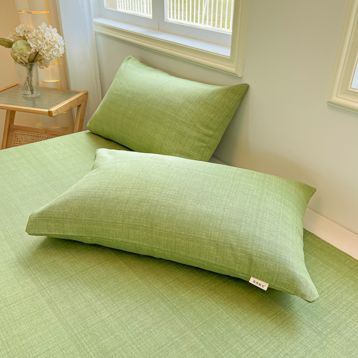 91家纺网 家纺一手货源 找家纺 爱彼家纺 2026新款热卖系列老粗布床单床单三件套凉席 新清嫩绿