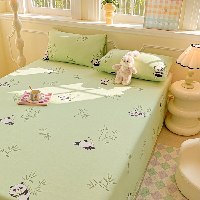 91家纺网 家纺一手货源 找家纺 爱彼家纺 2026新款热卖系列老粗布床单床单三件套凉席 竹小熊