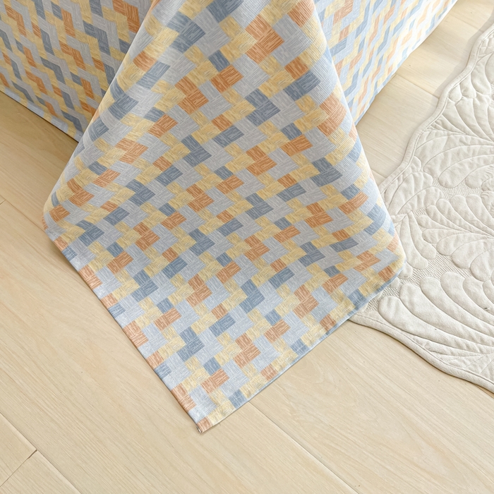 91家纺网 家纺一手货源 找家纺 爱彼家纺 2026新款热卖系列老粗布床单床单三件套凉席 棋盘格