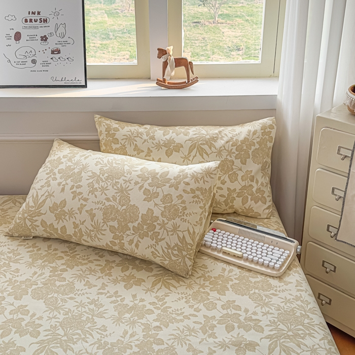 91家纺网 家纺一手货源 找家纺 爱彼家纺 2026新款热卖系列老粗布床单床单三件套凉席 叶影