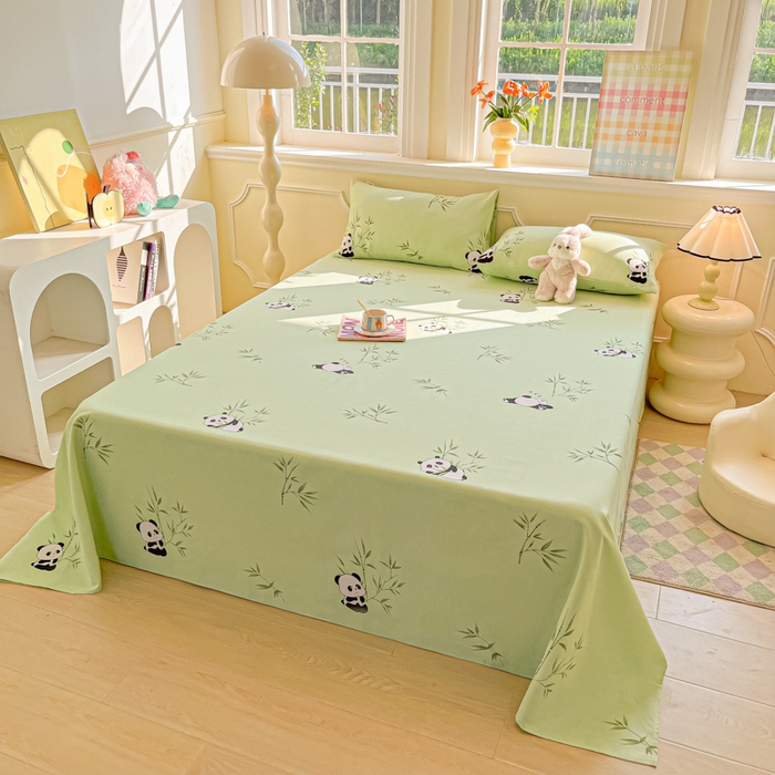 91家纺网 家纺一手货源 找家纺 爱彼家纺 2026新款热卖系列老粗布床单床单三件套凉席 竹小熊