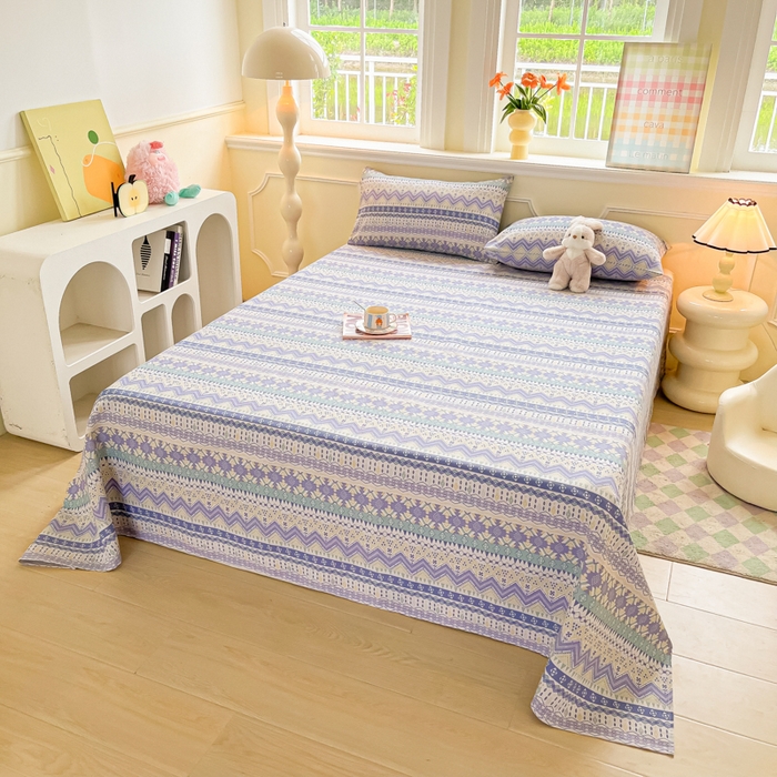 91家纺网 家纺一手货源 找家纺 爱彼家纺 2026新款热卖系列老粗布床单床单三件套凉席 向往米兰条