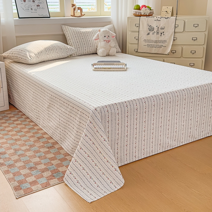 91家纺网 家纺一手货源 找家纺 爱彼家纺 2026新款热卖系列老粗布床单床单三件套凉席 花条