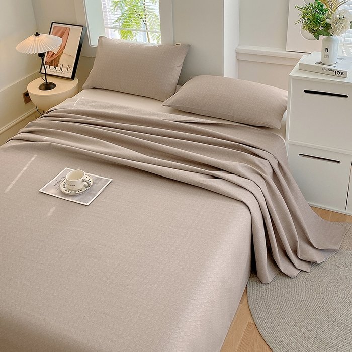 91家纺网 家纺一手货源 找家纺 爱彼家纺 2026新款热卖系列老粗布床单床单三件套凉席 卡其