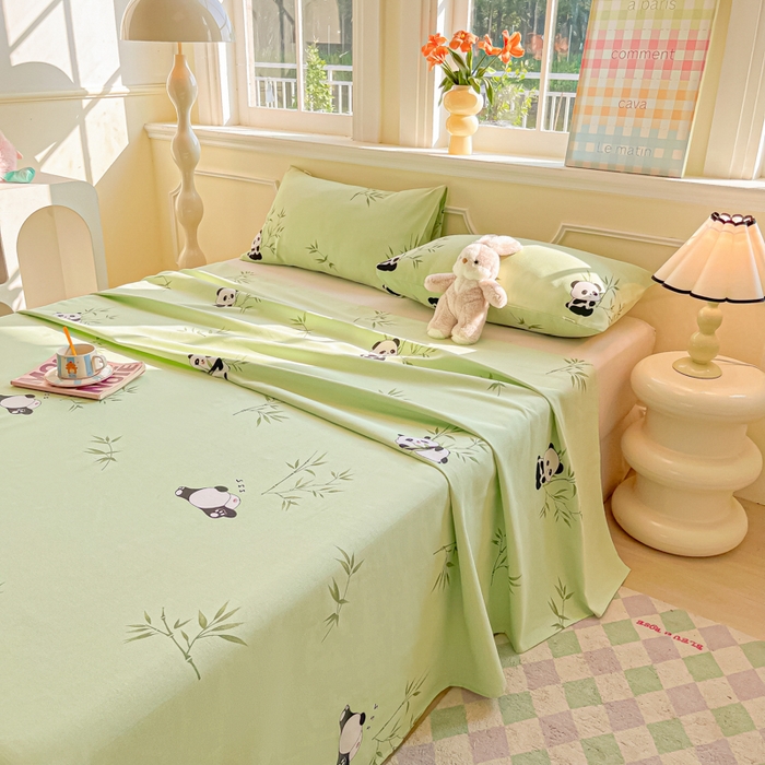 91家纺网 家纺一手货源 找家纺 爱彼家纺 2026新款热卖系列老粗布床单床单三件套凉席 竹小熊