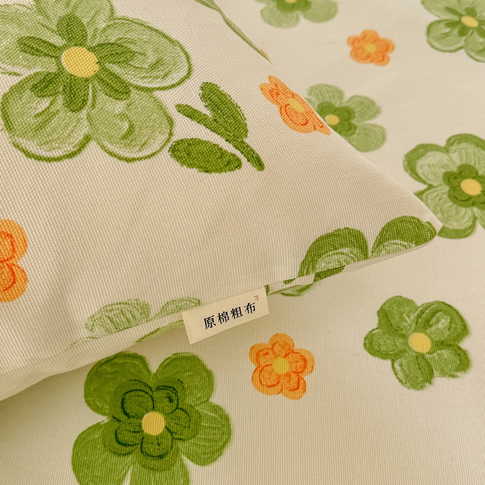 91家纺网 家纺一手货源 找家纺 爱彼家纺 2026新款热卖系列老粗布床单床单三件套凉席 绿果花香