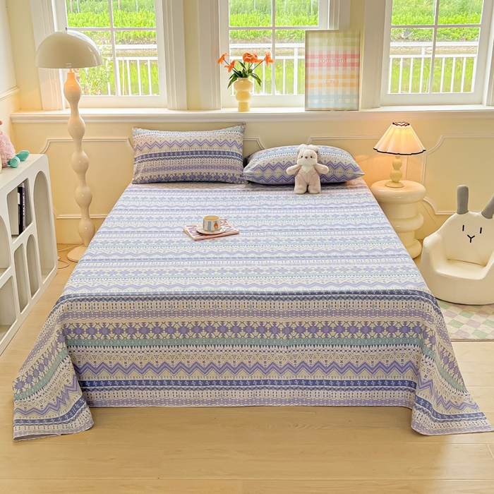 91家纺网 家纺一手货源 找家纺 爱彼家纺 2026新款热卖系列老粗布床单床单三件套凉席 向往米兰条