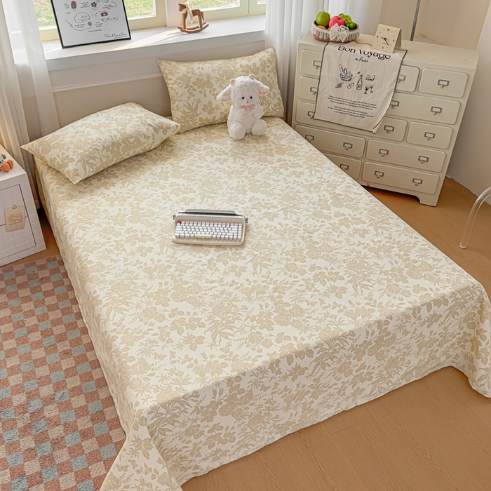 91家纺网 家纺一手货源 找家纺 爱彼家纺 2026新款热卖系列老粗布床单床单三件套凉席 叶影