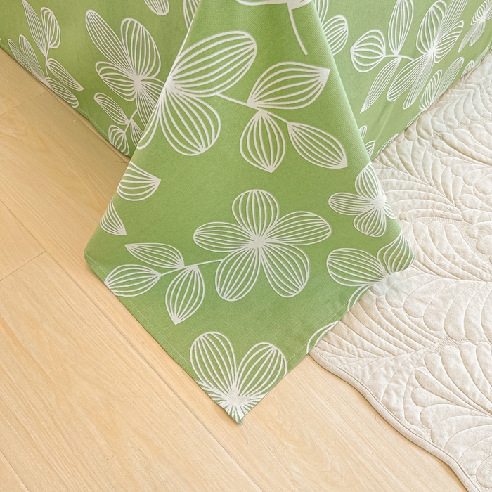 91家纺网 家纺一手货源 找家纺 爱彼家纺 2026新款热卖系列老粗布床单床单三件套凉席 花清舞绿