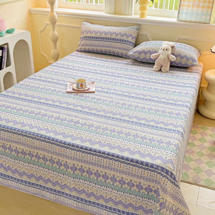 91家纺网 家纺一手货源 找家纺 爱彼家纺 2026新款热卖系列老粗布床单床单三件套凉席 向往米兰条