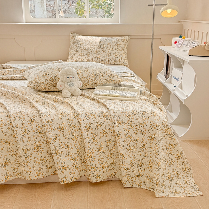 91家纺网 家纺一手货源 找家纺 爱彼家纺 2026新款热卖系列老粗布床单床单三件套凉席 锦绣花舞