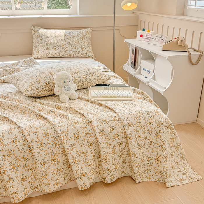 91家纺网 家纺一手货源 找家纺 爱彼家纺 2026新款热卖系列老粗布床单床单三件套凉席 锦绣花舞