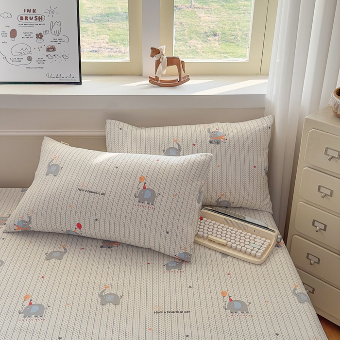 91家纺网 家纺一手货源 找家纺 爱彼家纺 2026新款热卖系列老粗布床单床单三件套凉席 元气小象