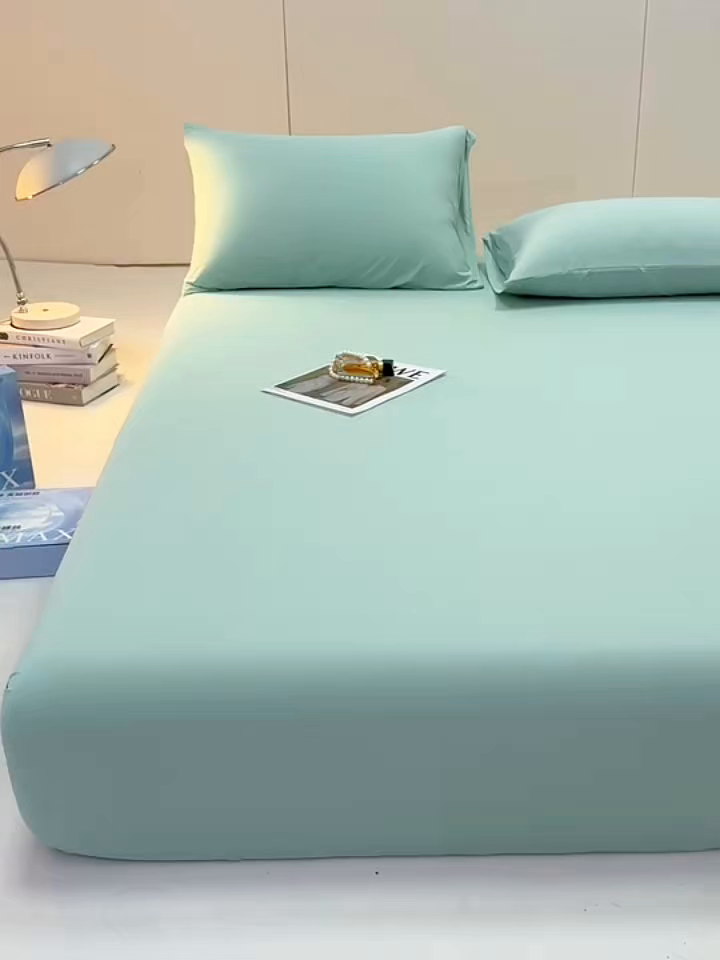91家纺网 家纺一手货源 找家纺 眠博士 2026新款锦氨凉感单床笠 床笠单件 锦氨床笠-冰雪浅绿