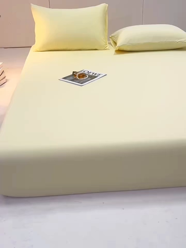 91家纺网 家纺一手货源 找家纺 眠博士 2026新款锦氨凉感单床笠 床笠单件 锦氨床笠-冰雪黄