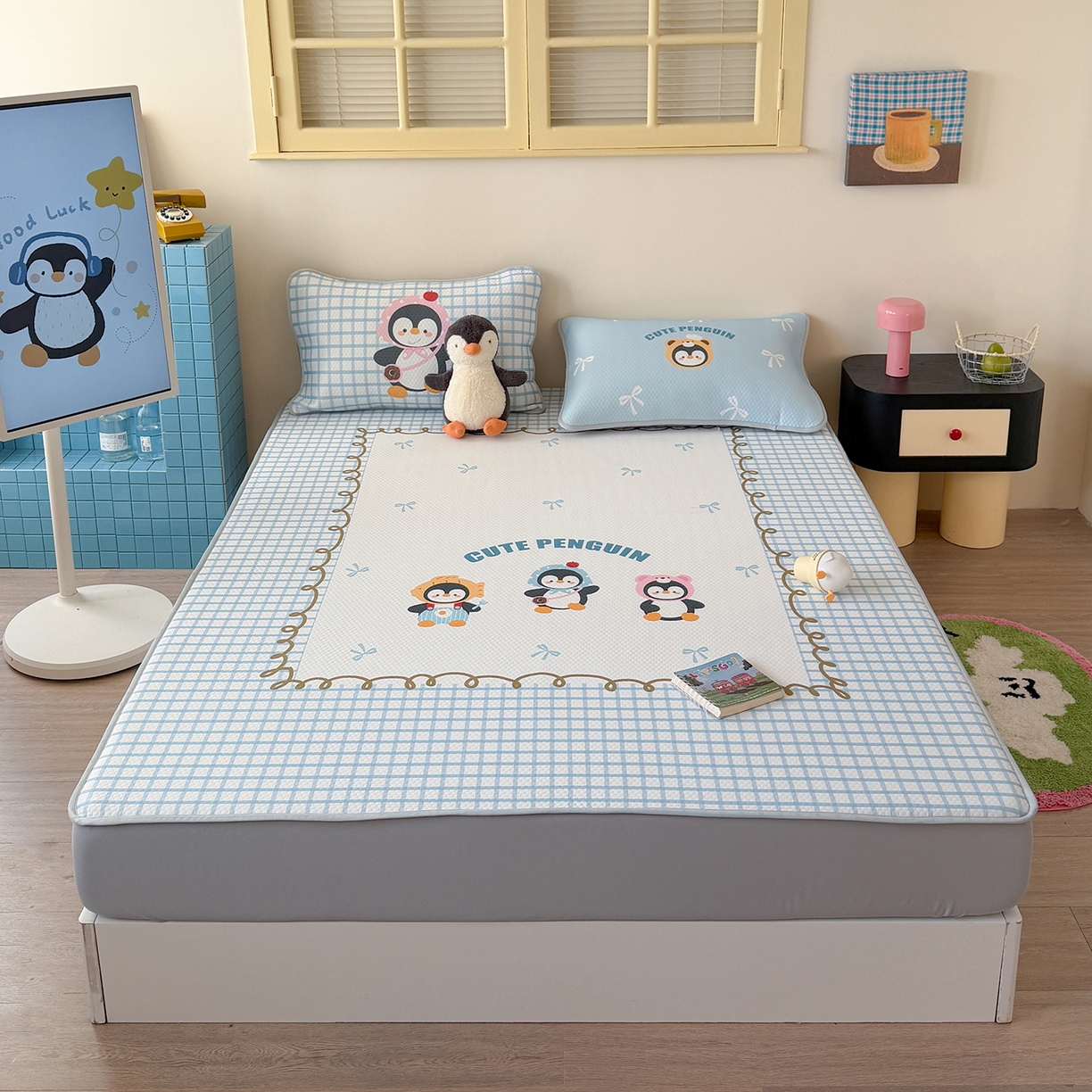 91家纺网 家纺一手货源 找家纺 （总）Sweet dreams甜梦 2026新款A类数码印花凉感豆豆床笠款凉席--大版