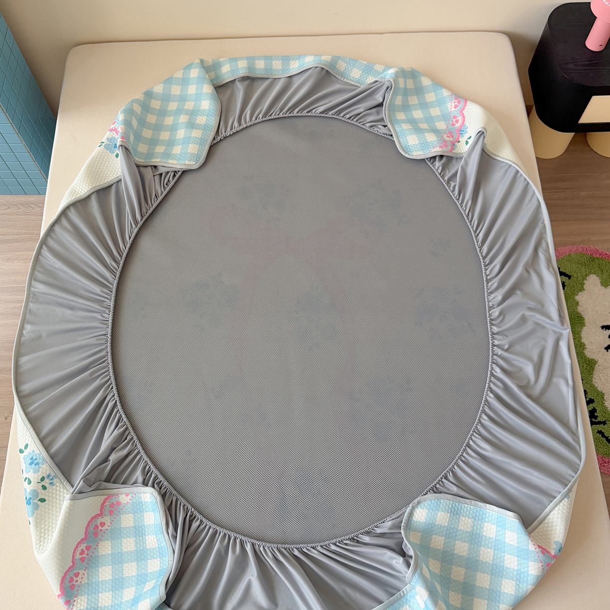 91家纺网 家纺一手货源 找家纺 Sweet dreams甜梦 2026新款A类数码印花凉感豆豆床笠款凉席--大版 花花蝴蝶结