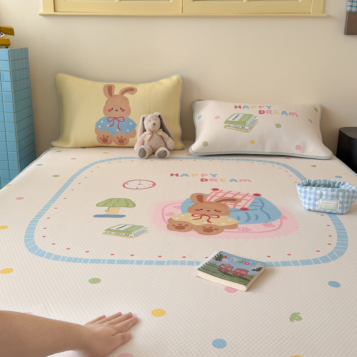 Sweet dreams甜梦 2026新款A类数码印花凉感豆豆床笠款凉席--大版 美梦兔兔