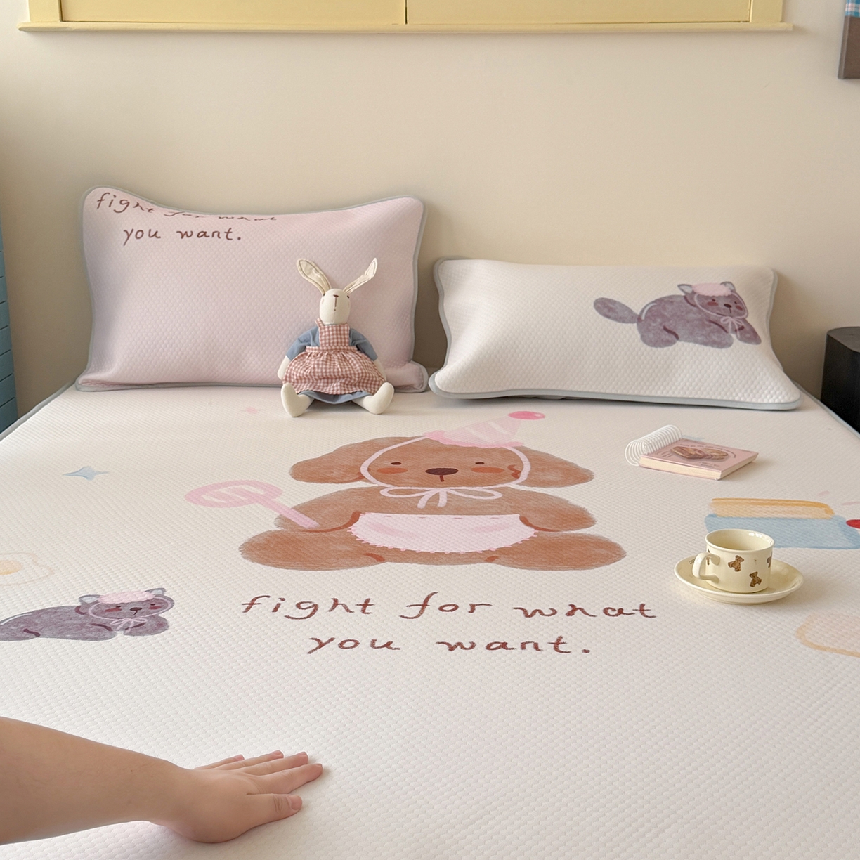 Sweet dreams甜梦 2026新款A类数码印花凉感豆豆床笠款凉席--大版 狗狗的早餐