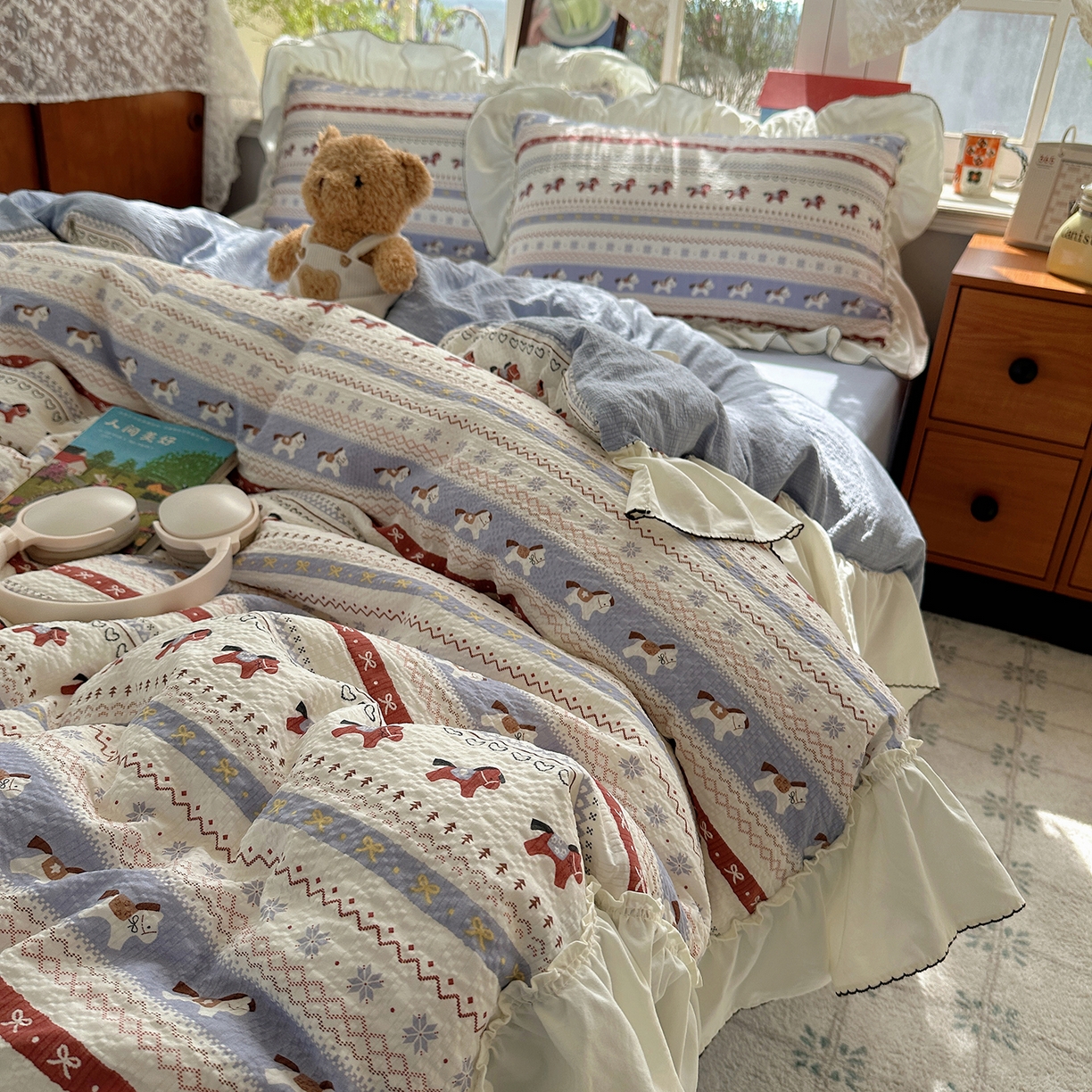 91家纺网 家纺一手货源 找家纺 （总）凯洛奇 2026新款公主风云感泡芙纱花边款四件套