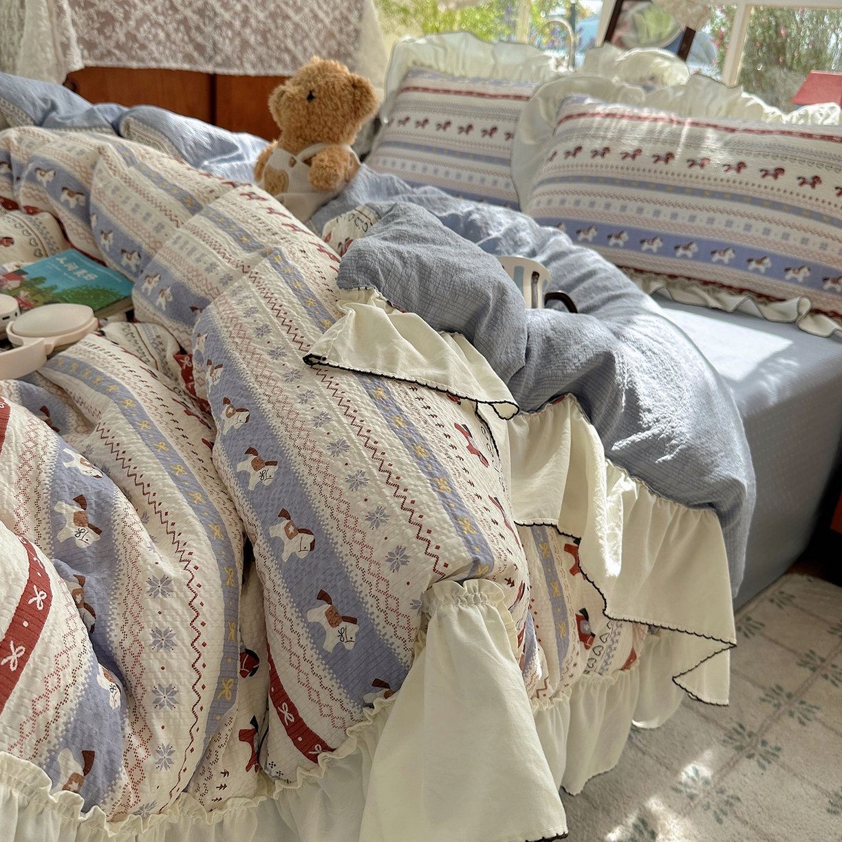 91家纺网 家纺一手货源 找家纺 （总）凯洛奇 2026新款公主风云感泡芙纱花边款四件套