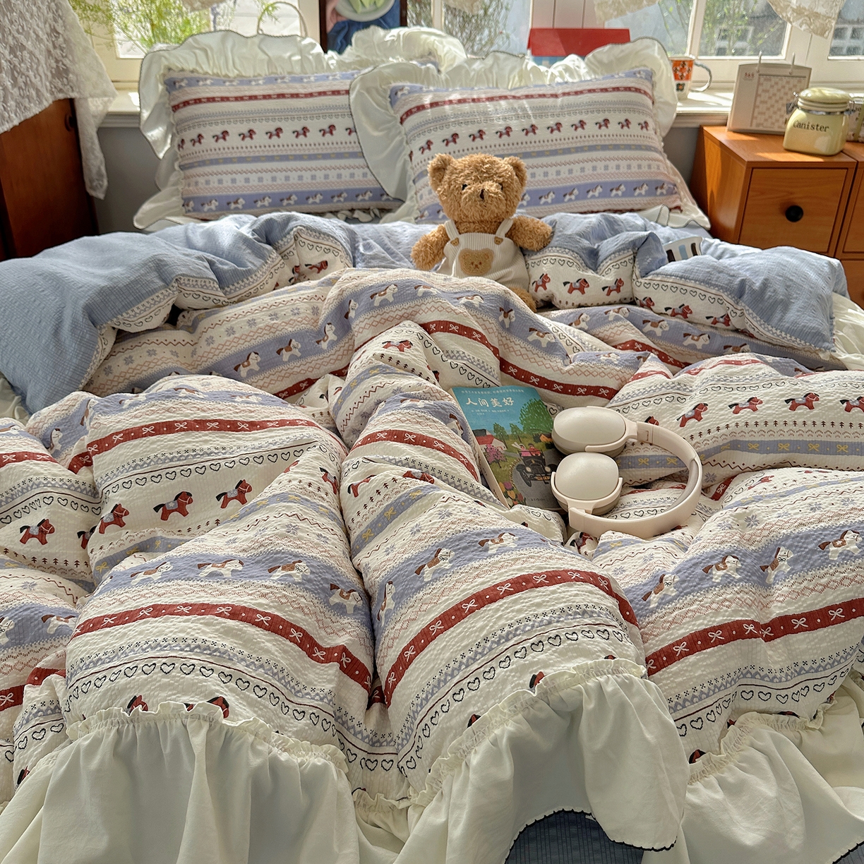 91家纺网 家纺一手货源 找家纺 （总）凯洛奇 2026新款公主风云感泡芙纱花边款四件套