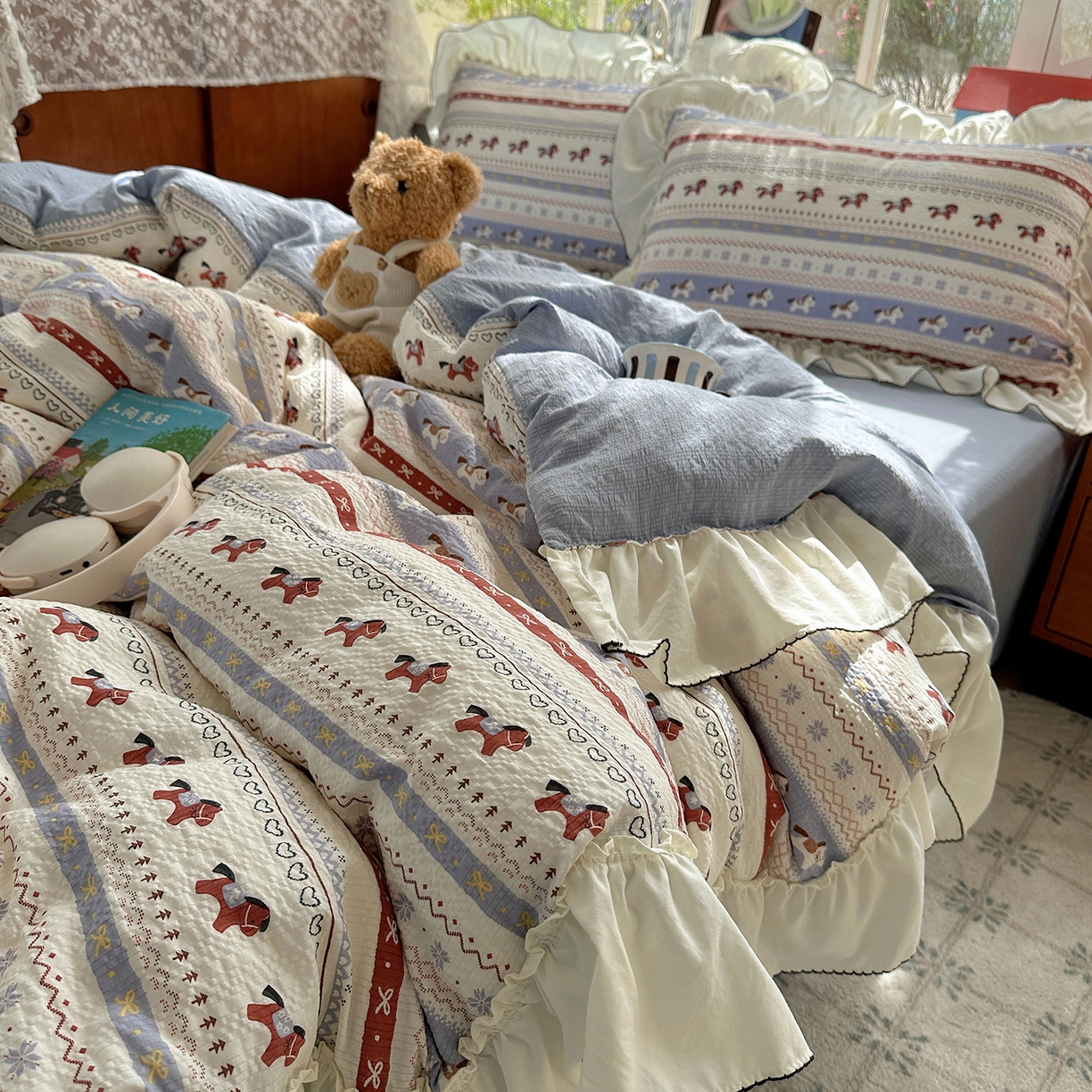 91家纺网 家纺一手货源 找家纺 （总）凯洛奇 2026新款公主风云感泡芙纱花边款四件套