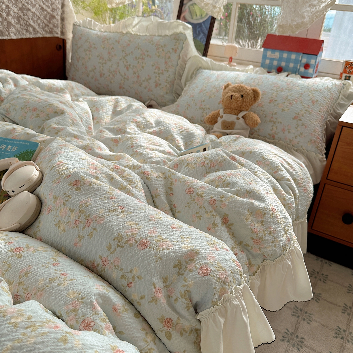 91家纺网 家纺一手货源 找家纺 （总）凯洛奇 2026新款公主风云感泡芙纱花边款四件套