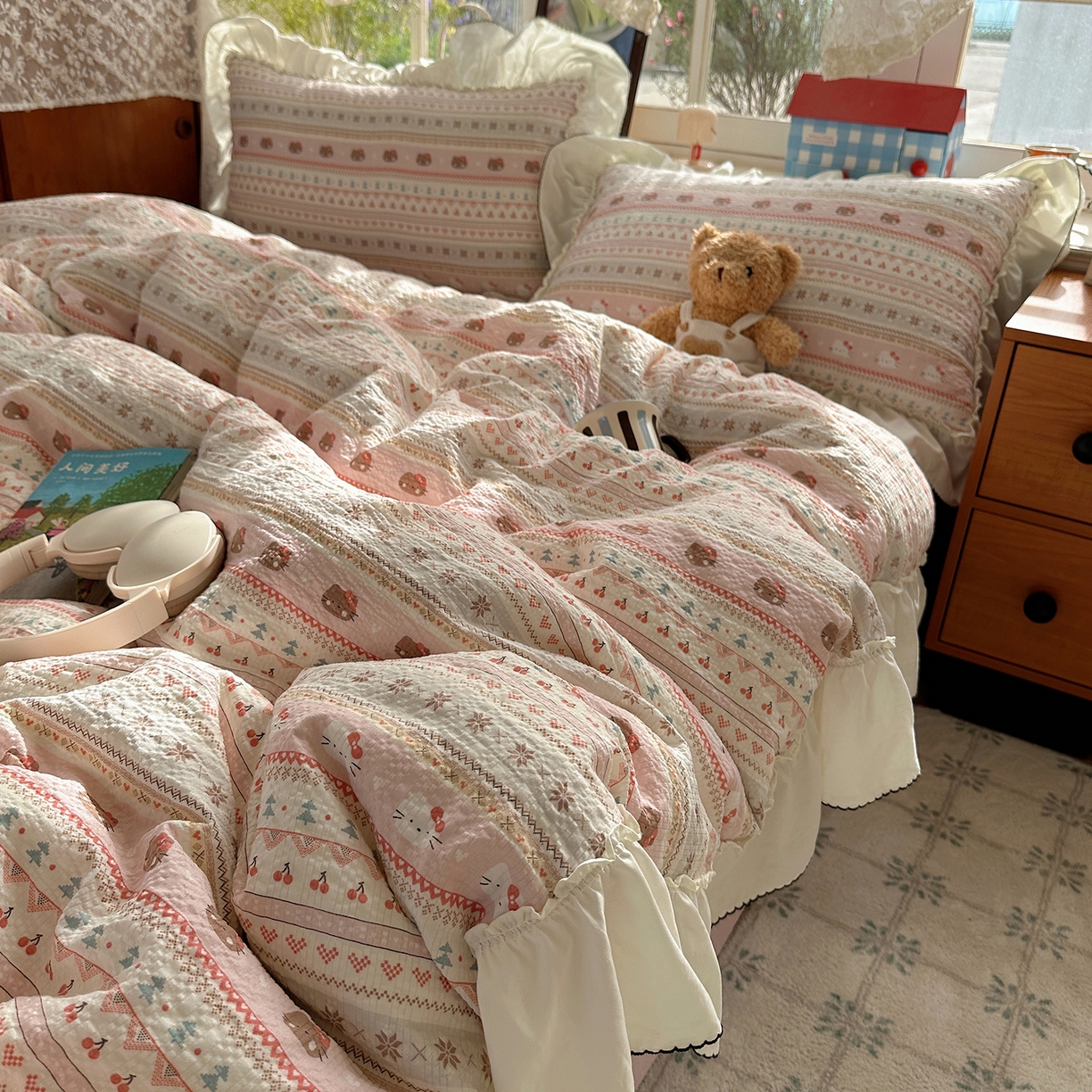 91家纺网 家纺一手货源 找家纺 （总）凯洛奇 2026新款公主风云感泡芙纱花边款四件套