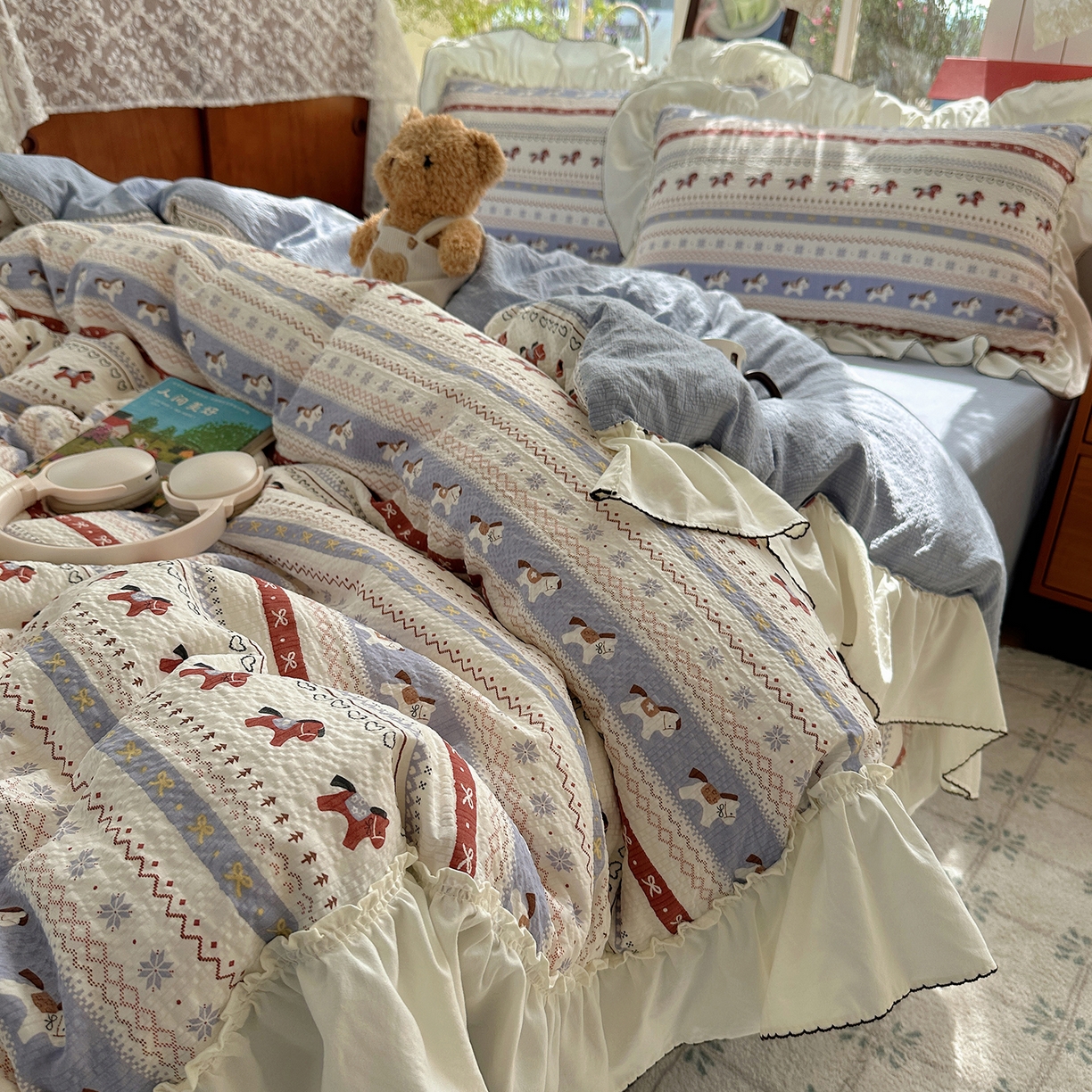 91家纺网 家纺一手货源 找家纺 （总）凯洛奇 2026新款公主风云感泡芙纱花边款四件套