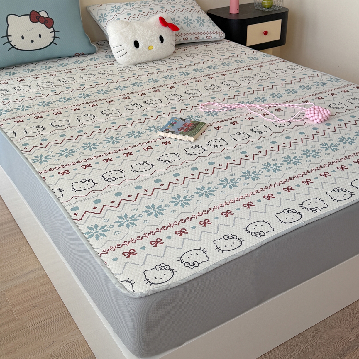 91家纺网 家纺一手货源 找家纺 （总）Sweet dreams甜梦 2026新款A类数码印花凉感豆豆床笠款凉席--小版