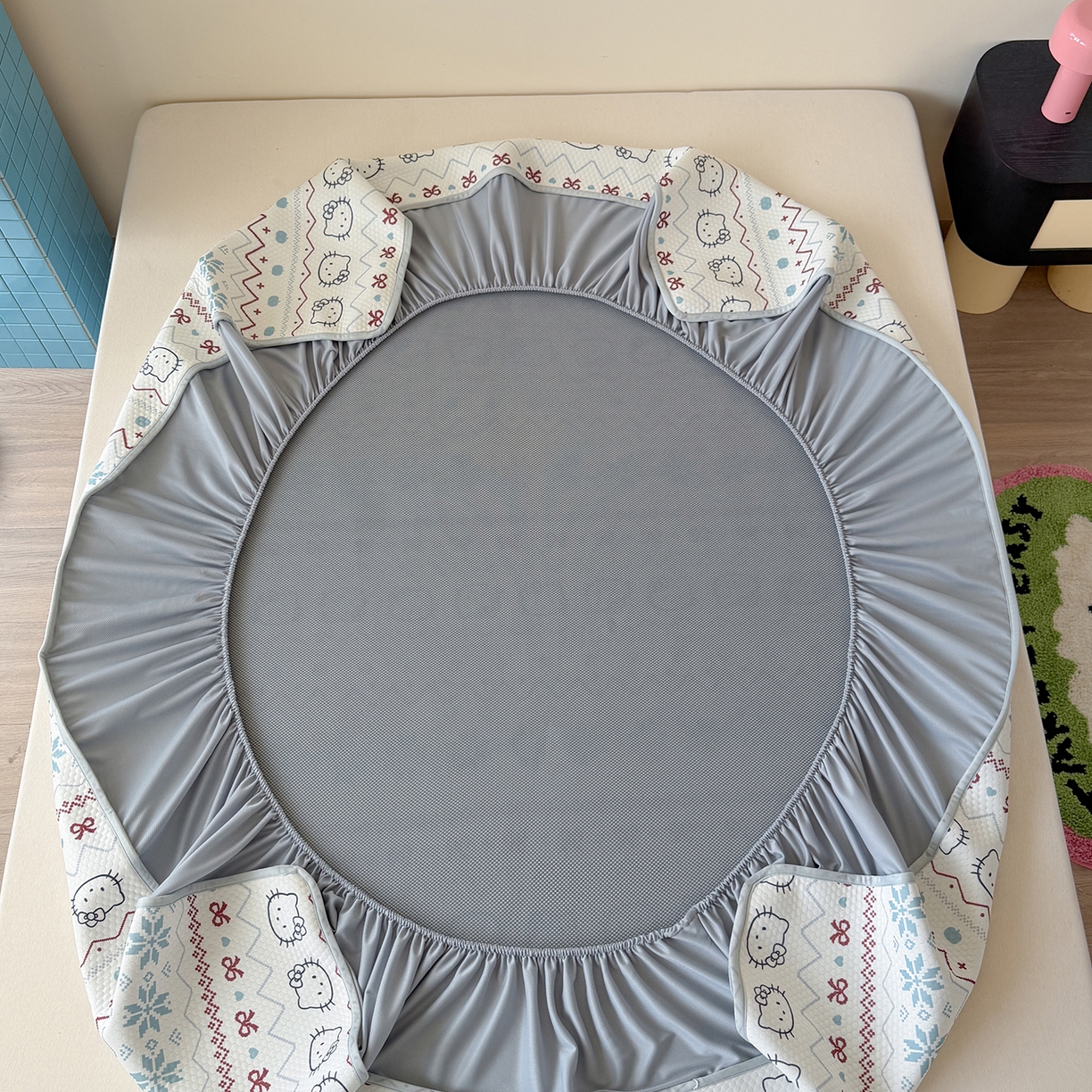 91家纺网 家纺一手货源 找家纺 （总）Sweet dreams甜梦 2026新款A类数码印花凉感豆豆床笠款凉席--小版