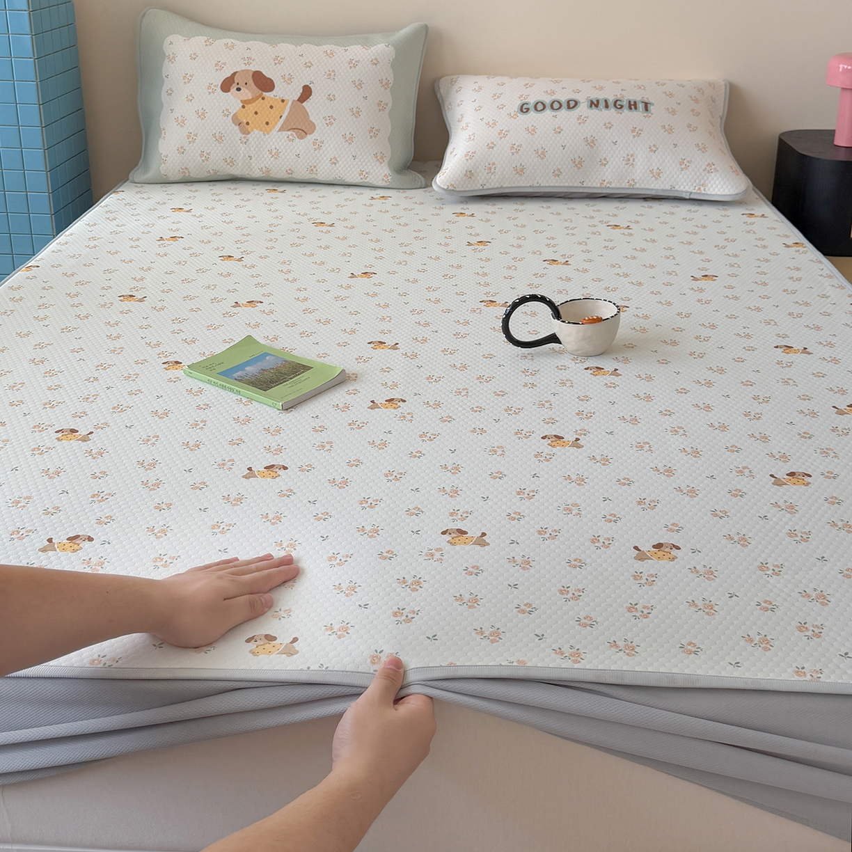 Sweet dreams甜梦 2026新款A类数码印花凉感豆豆床笠款凉席--小版 黄花小狗