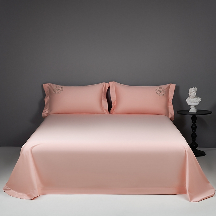 莉迪娅 2026新款50s双股长绒棉纯色简约绣花床单三件套--小蜜蜂系列 香妃玉