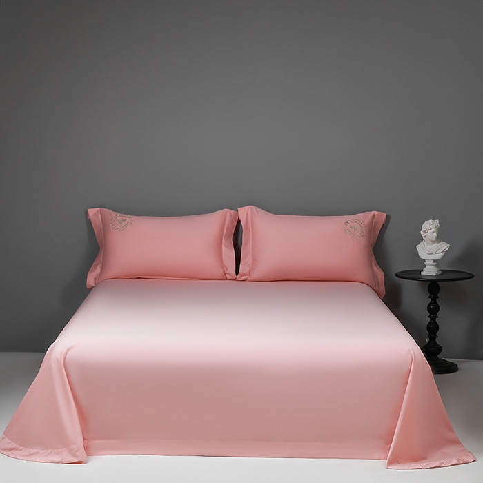 莉迪娅 2026新款50s双股长绒棉纯色简约绣花床单三件套--小蜜蜂系列 樱红玉