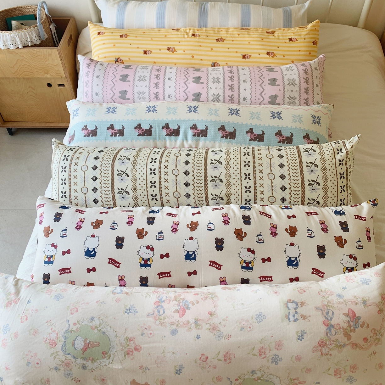 91家纺网 家纺一手货源 找家纺 桃喜 2026新款全棉双层纱巨无霸长抱枕 组合图（仅供展示不可下单）