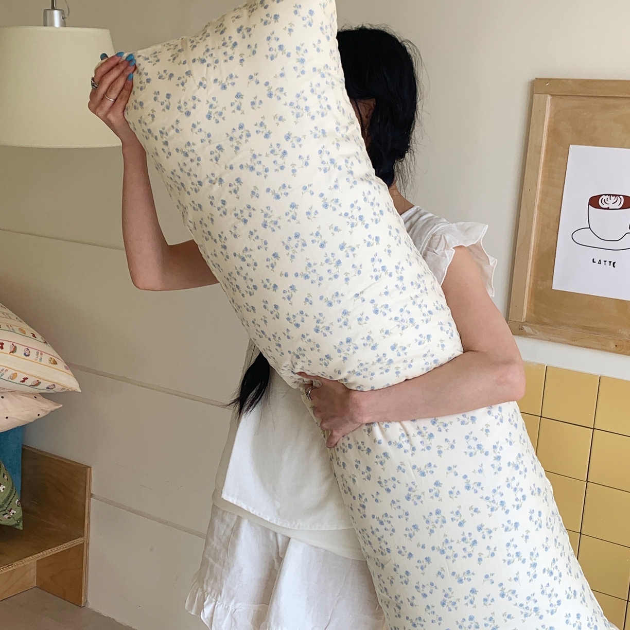 91家纺网 家纺一手货源 找家纺 桃喜 2026新款全棉双层纱巨无霸长抱枕 双层纱长抱枕-风铃草