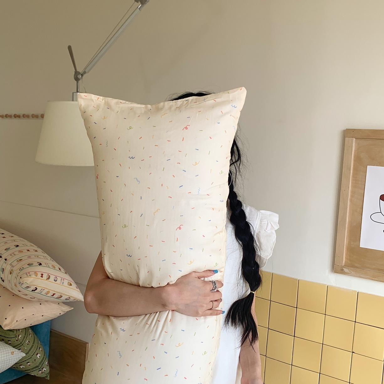 91家纺网 家纺一手货源 找家纺 桃喜 2026新款全棉双层纱巨无霸长抱枕 双层纱长抱枕-奶油派