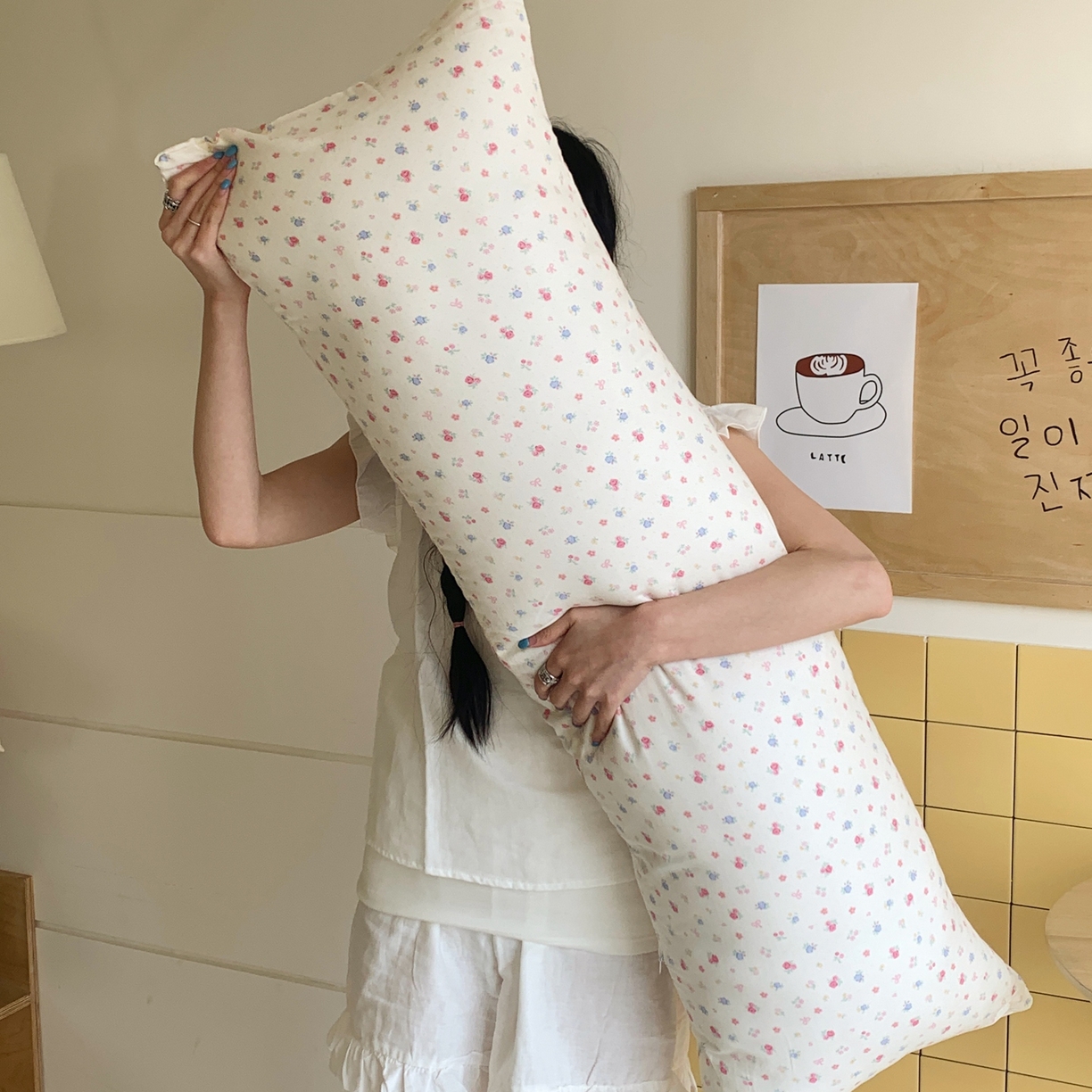 桃喜 2026新款全棉双层纱巨无霸长抱枕 双层纱长抱枕-浅雾蔷薇