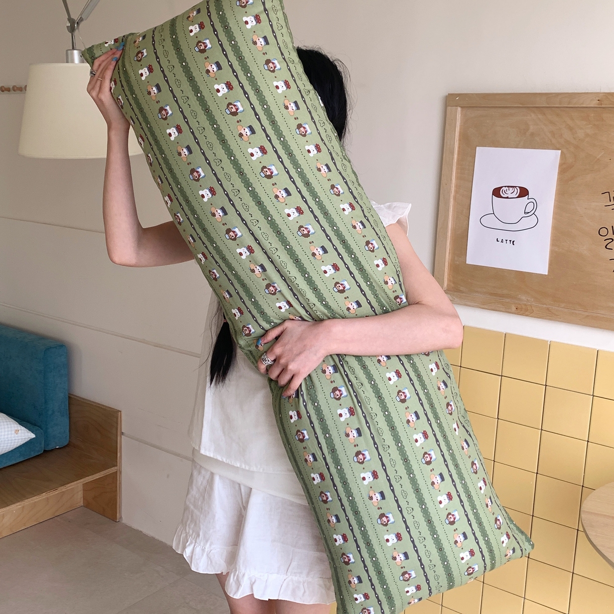 桃喜 2026新款全棉双层纱巨无霸长抱枕 双层纱长抱枕-森林小狗