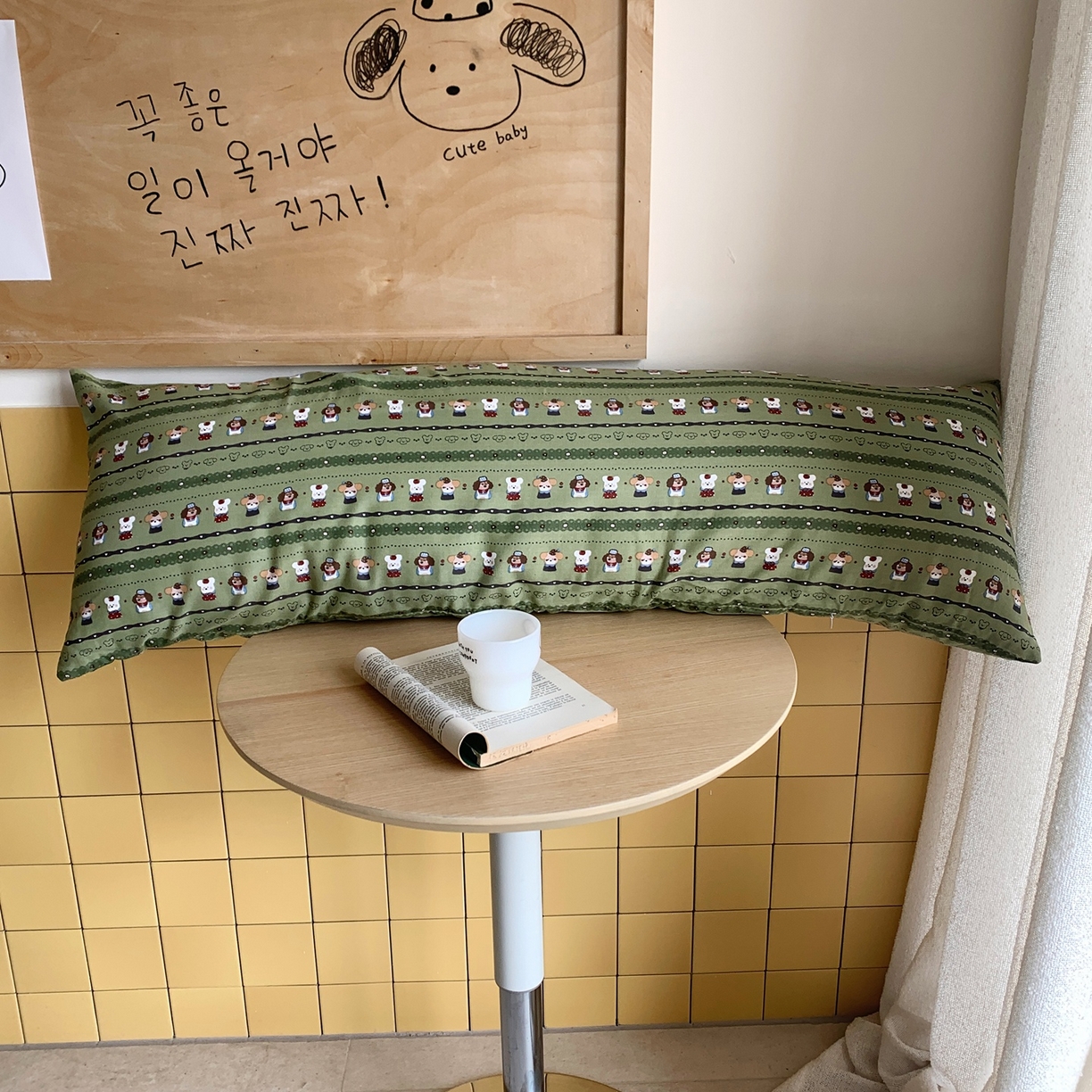 91家纺网 家纺一手货源 找家纺 桃喜 2026新款全棉双层纱巨无霸长抱枕 双层纱长抱枕-森林小狗