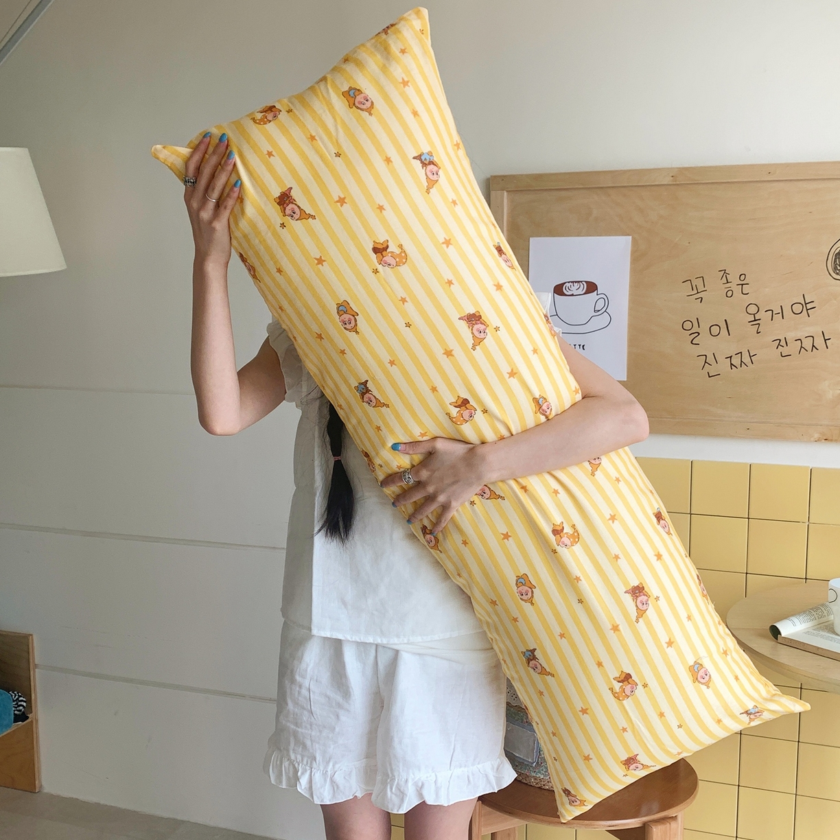 桃喜 2026新款全棉双层纱巨无霸长抱枕 双层纱长抱枕-晚安小星星