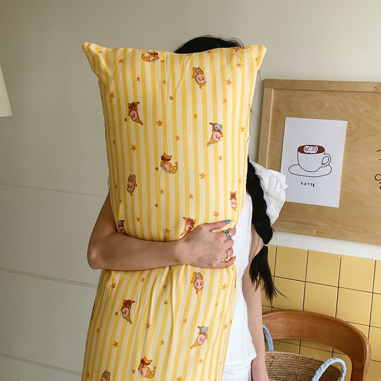 91家纺网 家纺一手货源 找家纺 桃喜 2026新款全棉双层纱巨无霸长抱枕 双层纱长抱枕-晚安小星星