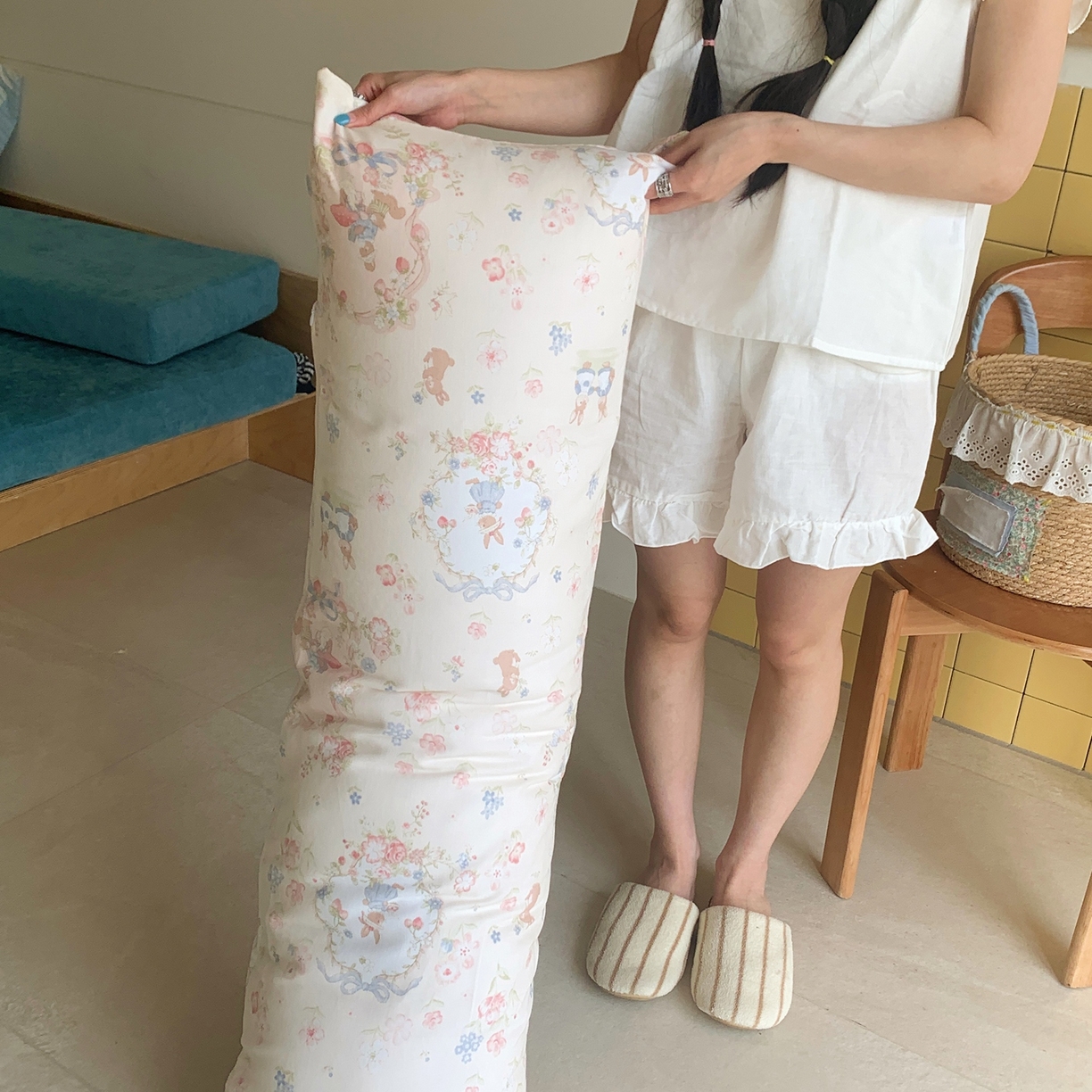 91家纺网 家纺一手货源 找家纺 （总）桃喜 2026新款全棉双层纱巨无霸长抱枕