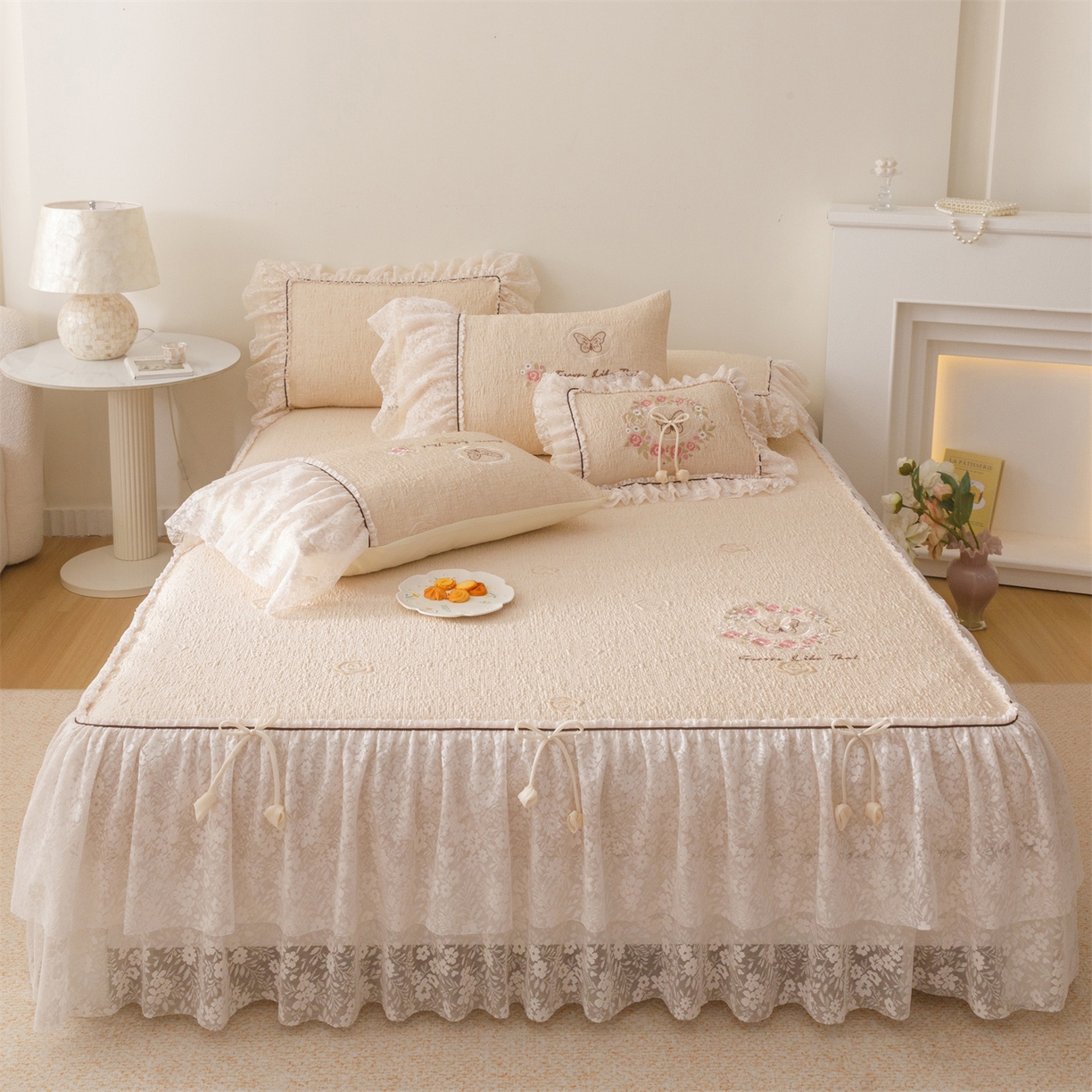 好儿喜家纺 2026新款夏季冰丝软凉席乙纶凉席床裙空调软席可机洗-漫夏系列 漫夏-香槟