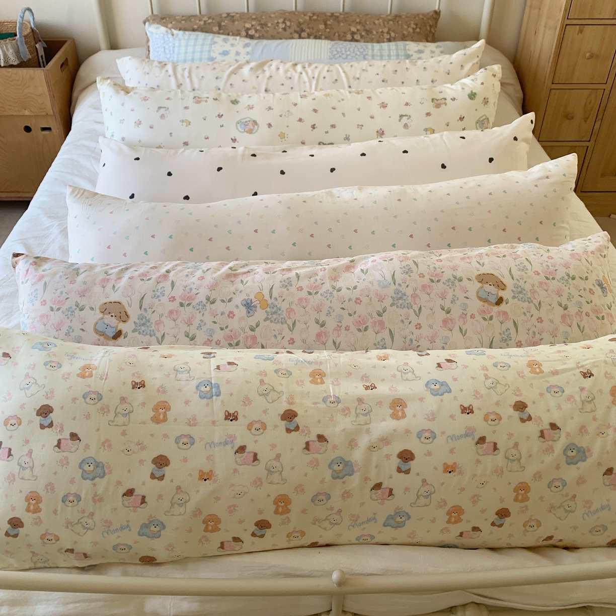 91家纺网 家纺一手货源 找家纺 （总）桃喜 2026新款全棉双层纱巨无霸长抱枕双层纱长抱枕福利特价品 不退换（随机花型）