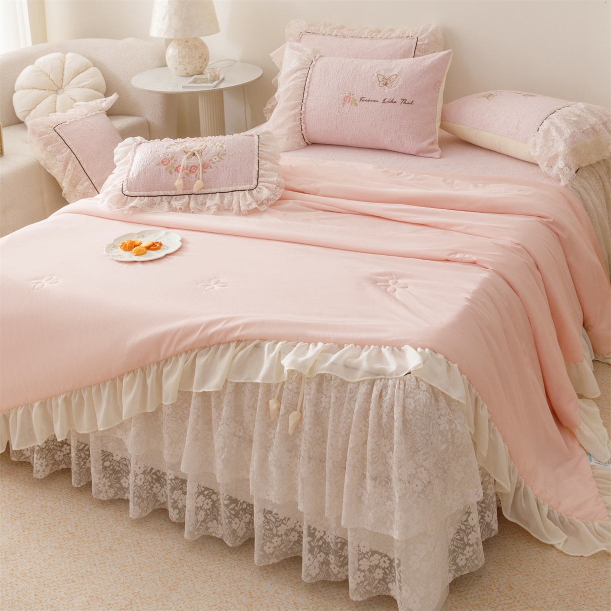 （总）好儿喜家纺 2026新款软凉席空调软席乙纶凉席床裙可机洗夏被夏凉被空调被四件套-漫夏系列