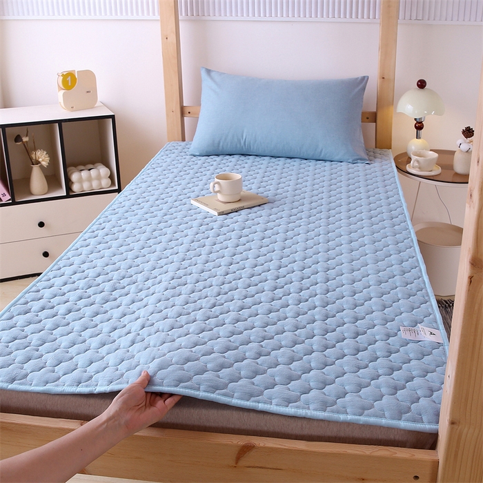 91家纺网 家纺一手货源 找家纺 乐逸家纺 2026新款A类纯棉全棉色织水洗棉床护垫床褥学生宿舍单人出租房专用可水洗床褥软床垫 全棉床褥天蓝